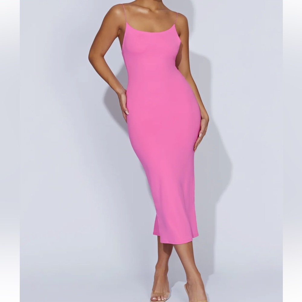 Low back midi dress in Bubblegum Pink